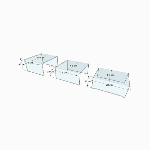 Ensemble de 3 tables basses plexiglass encastrables