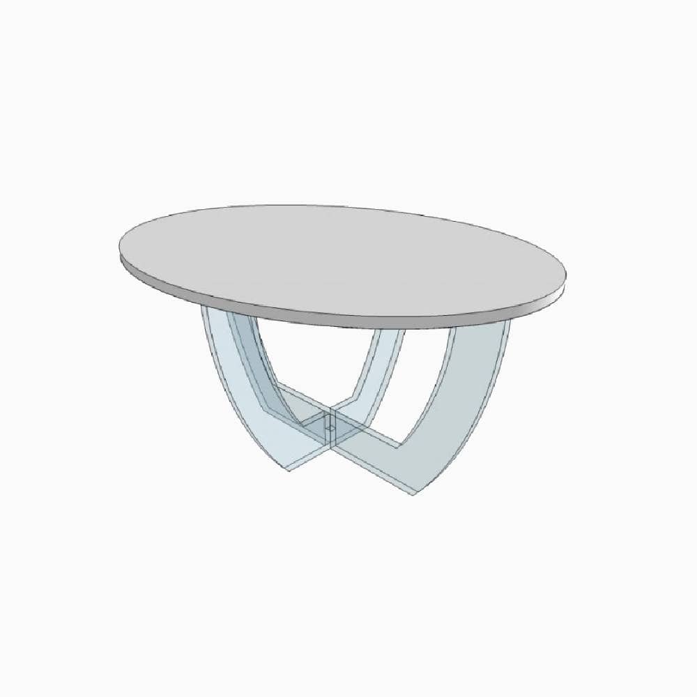 Table basse ovale en plexiglass blanc Table basse ovale en plexiglass blanc