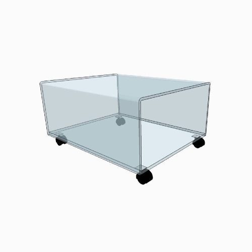 Table basse transparente à roulettes
