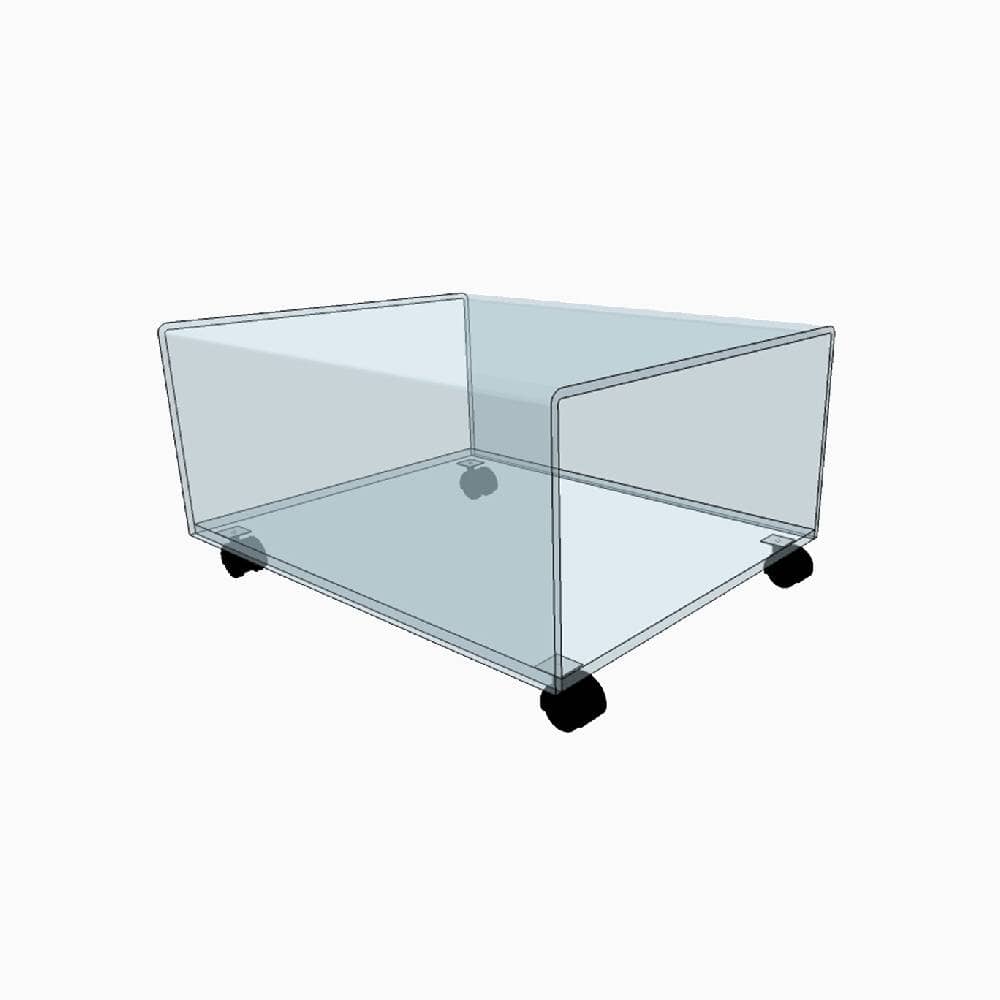 table-basse-roulette-plexiglass-transparent Table basse transparente à roulettes