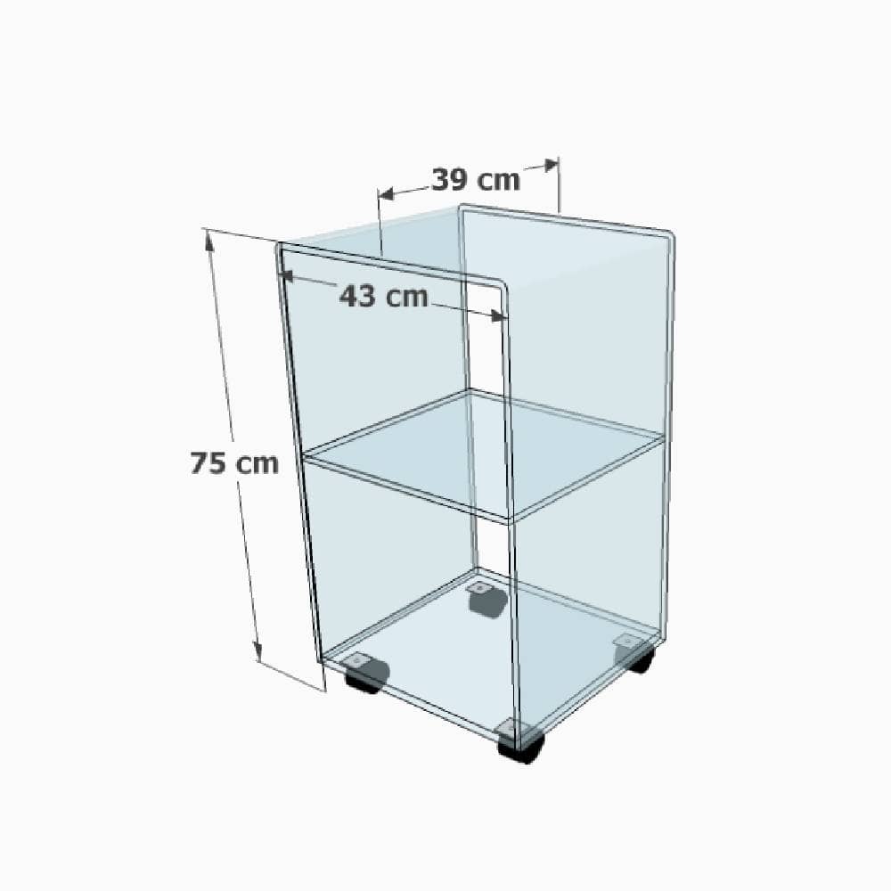 Table desserte en plexiglass sur roulette Table desserte en plexiglass sur roulette
