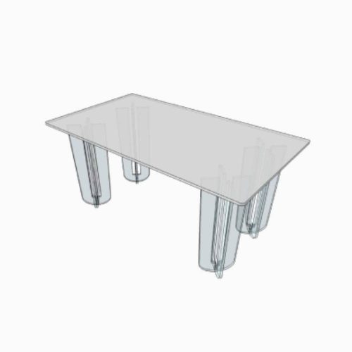 Table de réunion rectangulaire en plexiglass dépoli