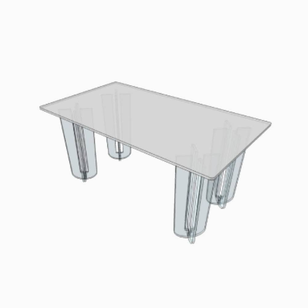 Table de réunion rectangulaire en plexiglass dépoli Table de réunion rectangulaire en plexiglass dépoli