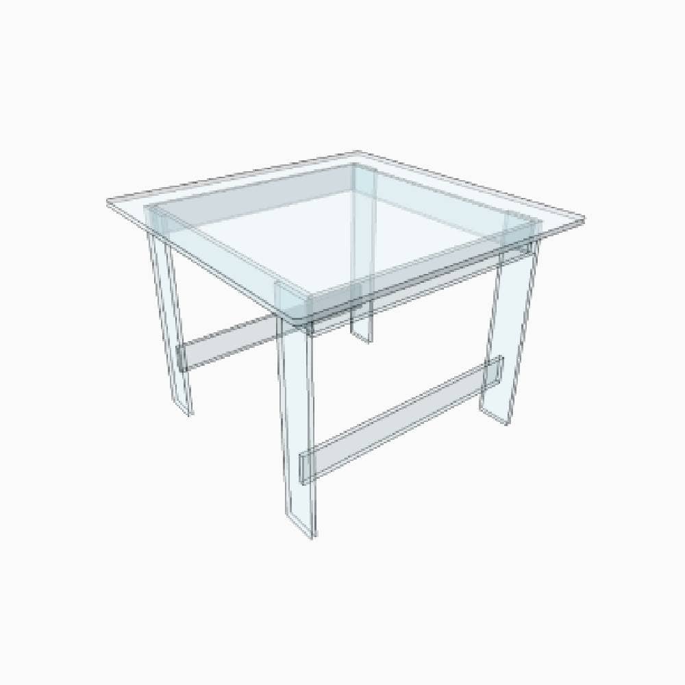 Table de repas carrée en plexiglass Table de repas carrée en plexiglass
