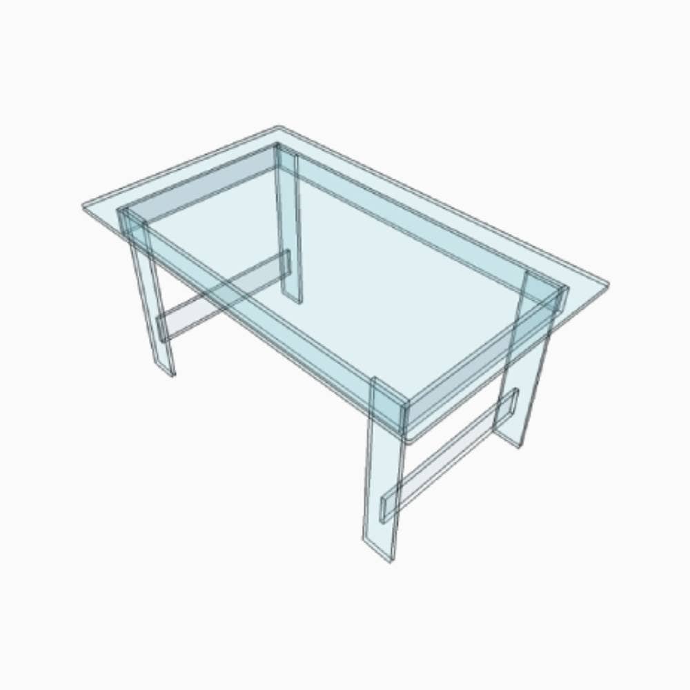 Table de repas rectangulaire à l'italienne en plexiglass Table de repas rectangulaire à l'italienne en plexiglass